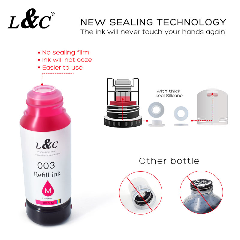 Premium EP003 Compatible Bulk Water Based Bottle Refill Tinta Dye 003 Ink for Epson L3100 L5196 L3110 L3150 Printer