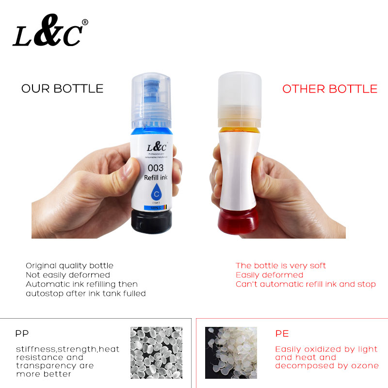 Premium EP003 Compatible Bulk Water Based Bottle Refill Tinta Dye 003 Ink for Epson L3100 L5196 L3110 L3150 Printer