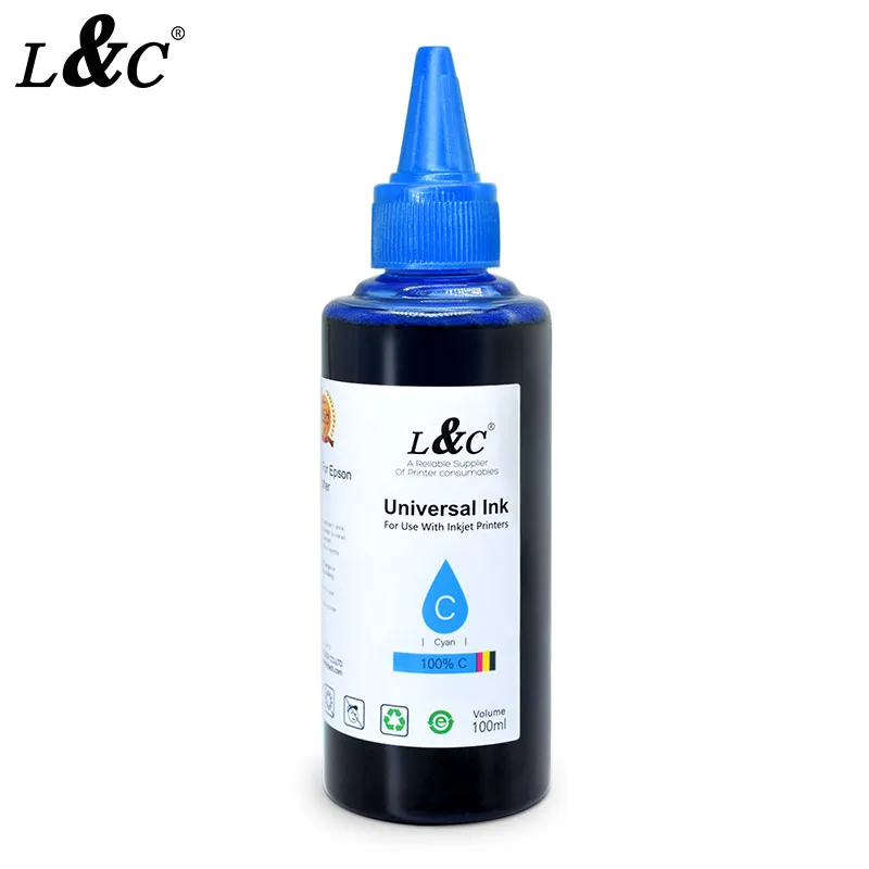 L&C factory wholesale 100 ml refill inkjet printer premium dye universal ink for desktop printer hp epson brother canon 4 colors