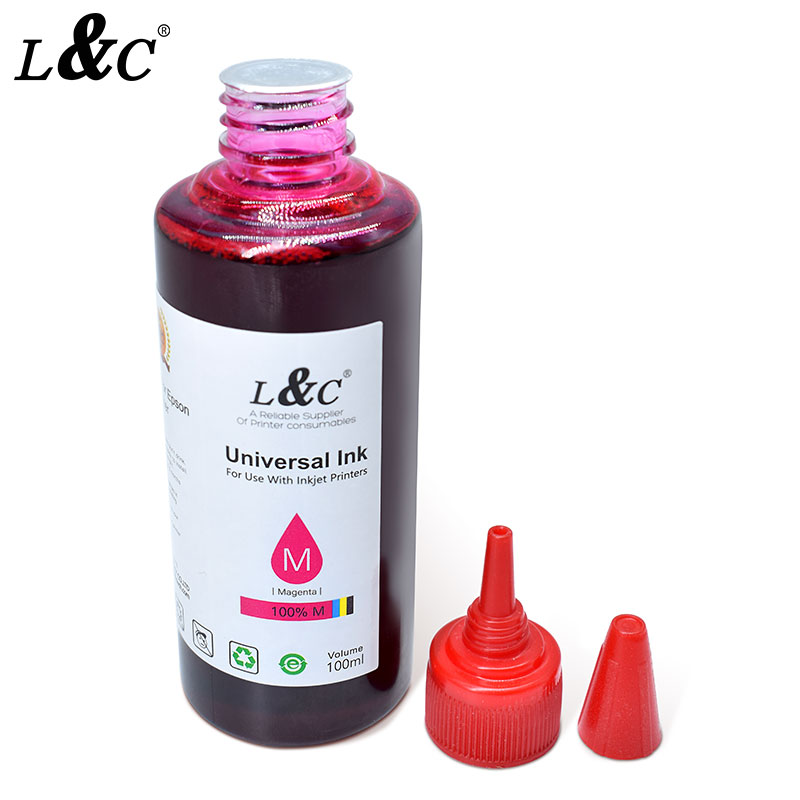 L&C factory wholesale 100 ml refill inkjet printer premium dye universal ink for desktop printer hp epson brother canon 4 colors